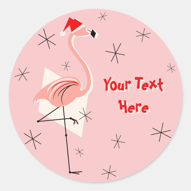 Flamant rose Père Noël Pink Text sticker (Devant)