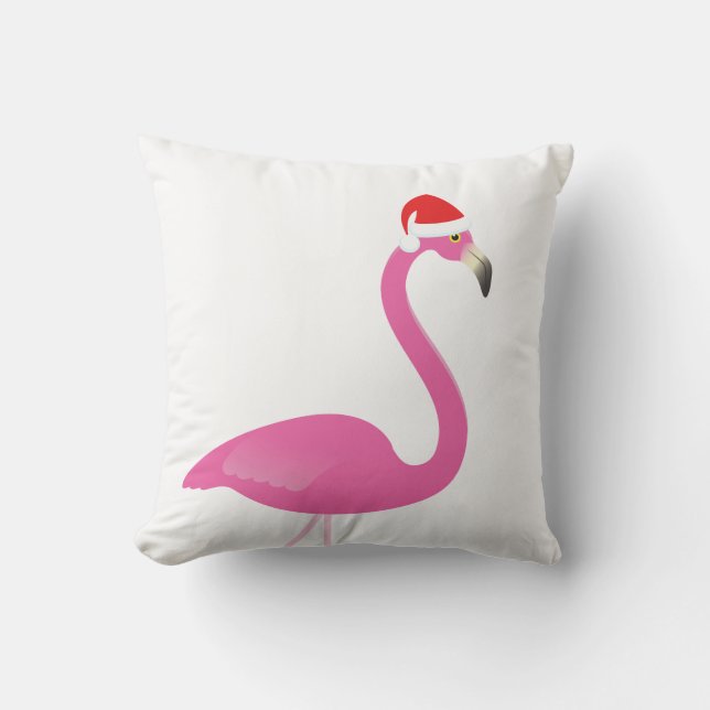 Flamant rose père Noël sur le Coussin extérieur bl (Recto)