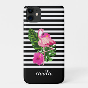 Flamant rose personnalisé coque iphone rayé