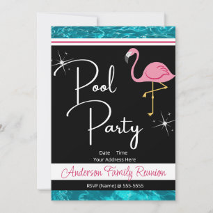 Flamant rose Pool Fête Famille Réunion Invitation