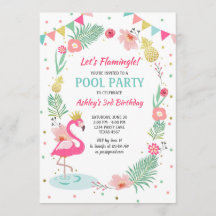 Flamant rose Pool invitation à la fête Anniversair