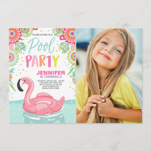 Flamant rose Pool invitation de fête Piscine tropi