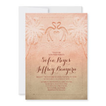 Flamant rose romantique Plage Mariage Invitation