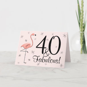 Flamant rose Rose 40 et Fabulous! carte de voeux