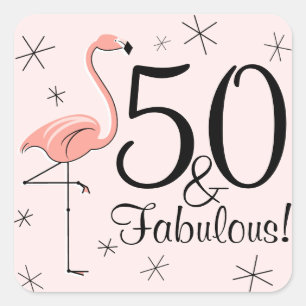 Flamant rose Rose '50 et Fabulous!' autocollant aq