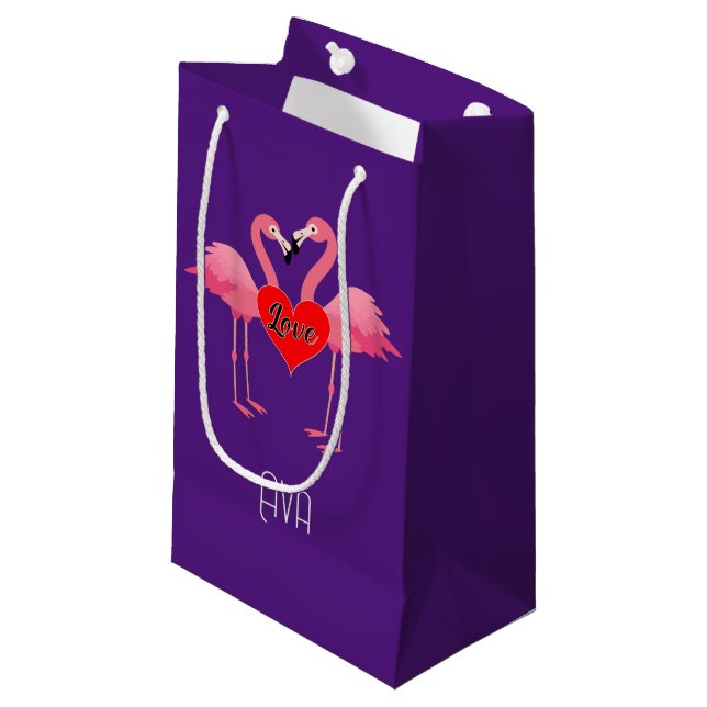 Flamant rose rose Amour Design - Sac cadeau - Peti (Devant Angle)