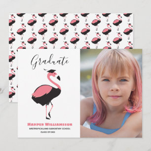 Flamant rose rose animal photo Faire-part de gradu