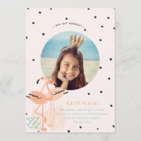 Flamant rose ROSE ANNIVERSAIRE INVITATION