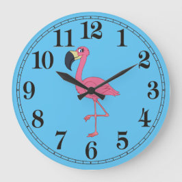 Flamant rose rose Arrondi (Grande horloge murale)