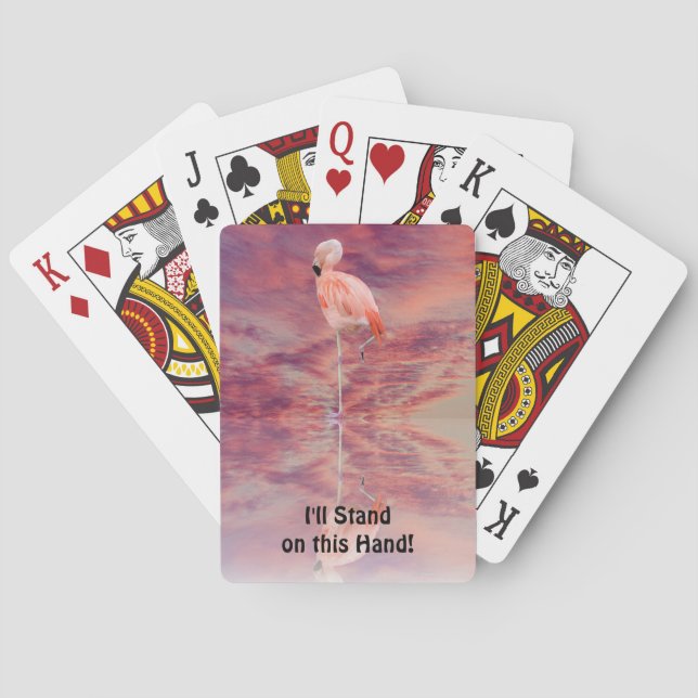 Flamant rose rose Art amusant jeu de cartes (dos)