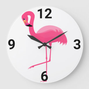 FLAMANT ROSE ROSE BLANC HORLOGE DU MUR