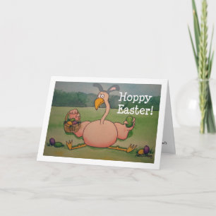 Flamant rose rose Bonne Carte Humour Pâques Drôle