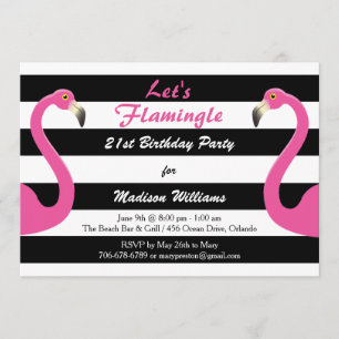 Flamant rose rose branché Invitation du 21e annive