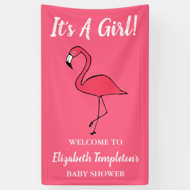 Flamant rose rose c'est une bannière de baby (Vertical)