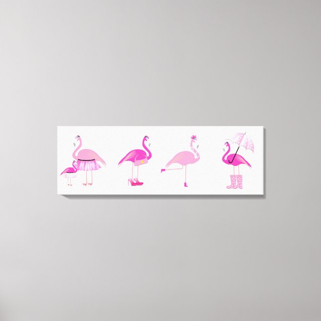 Flamant rose rose Cinq - Toile Enveloppée (Recto)