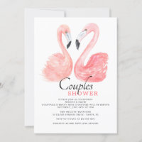 Flamant rose rose Couples douche Invitation