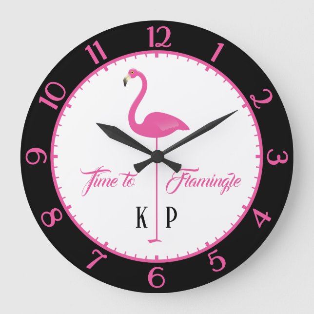 Flamant rose rose Custom Classic Horloge murale (Recto)