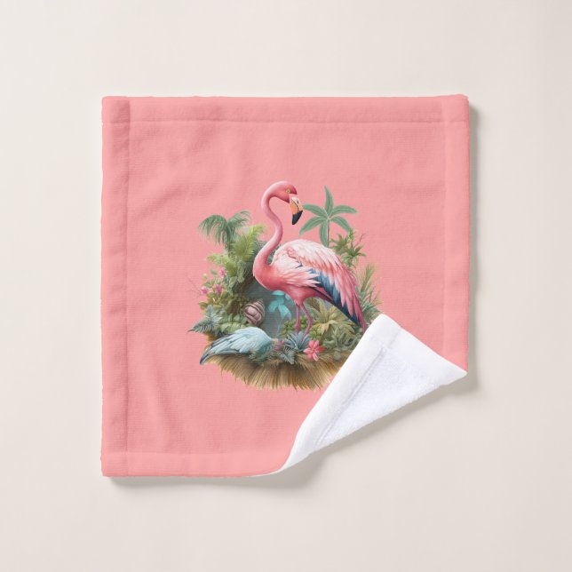 Flamant rose Rose Dans Les Tropiques (Gant de toilette)