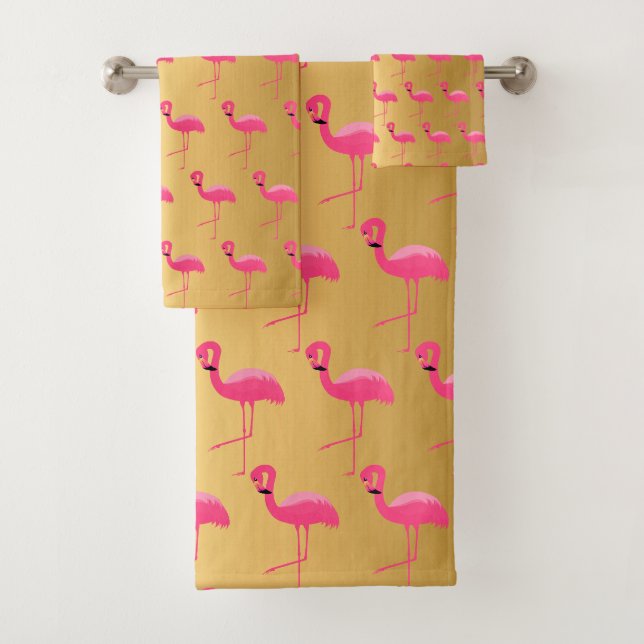 FLAMANT ROSE ROSE D'OR LUMINEUX SERVIETTES DE SALL (En situation)
