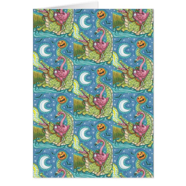 Flamant rose ROSE ET CARTE HALLOWEEN CROC SLEEPING (Devant)