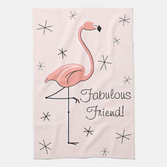 Flamant rose Rose Fabulous Friend! serviette de cu (Vertical)