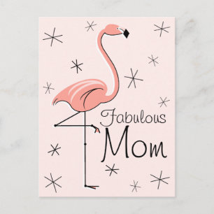 Flamant rose rose "Fabulous Mom" carte postale ver