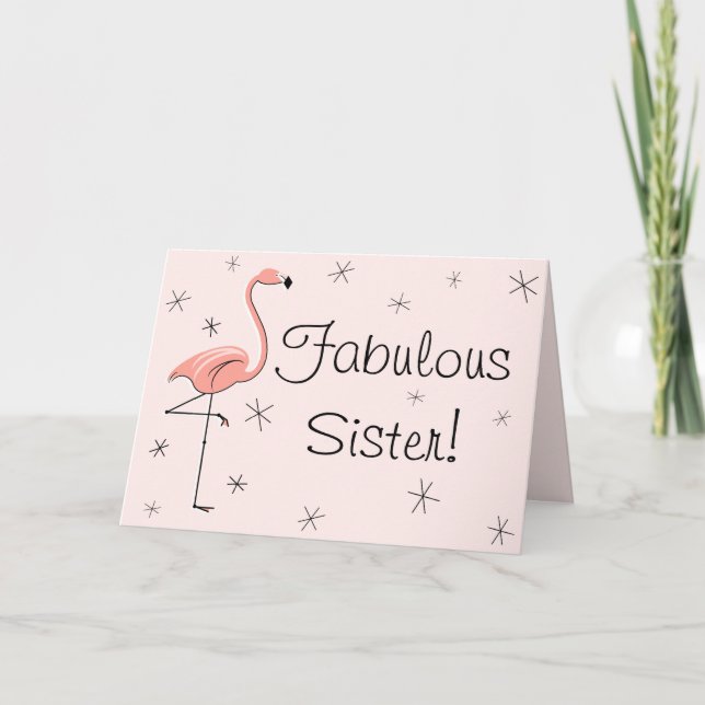 Flamant rose Rose Fabulous Soeur! carte d'annivers (Devant)
