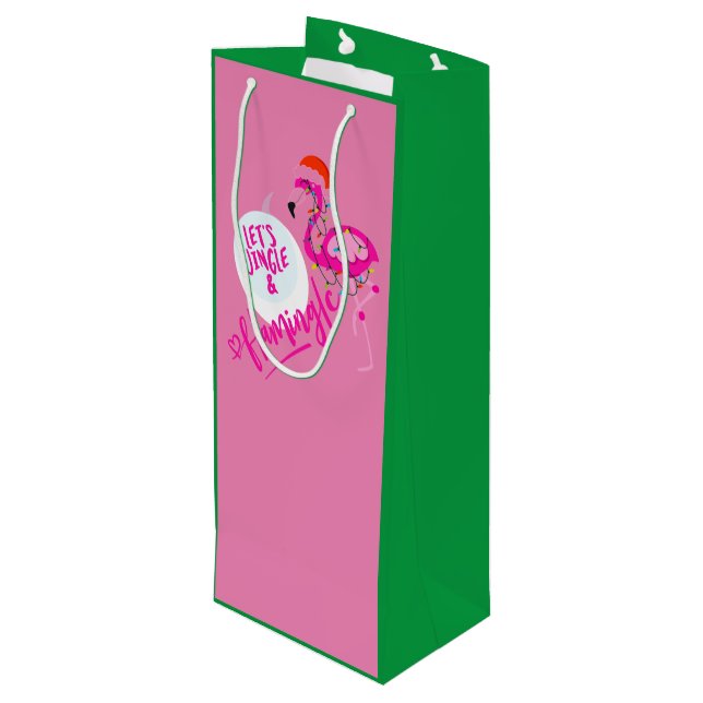 Flamant rose rose feux de Noël fourre-tout Vin sac (Dos Angle)