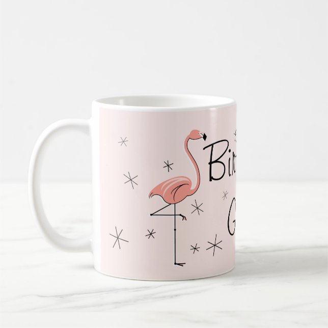 Flamant rose rose 'Fille d'anniversaire ! ' mug (Gauche)