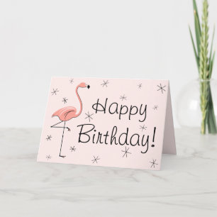 Flamant rose Rose Joyeux Anniversaire ! carte text