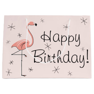 Flamant rose rose 'Joyeux anniversaire ! ' sac cad