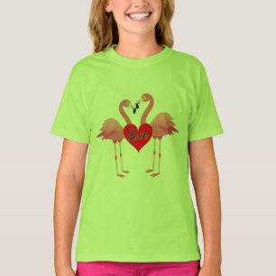Flamant rose rose Love Design - T-shirt basique po