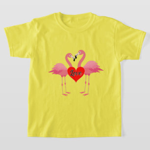 Flamant rose rose Love Design - T-shirt basique po