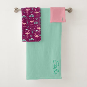 Flamant rose rose mignon rouge motif turquoise
