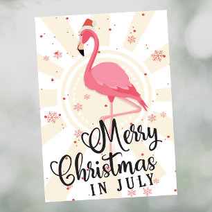 Flamant rose rose Noël en juillet Carte de voeux