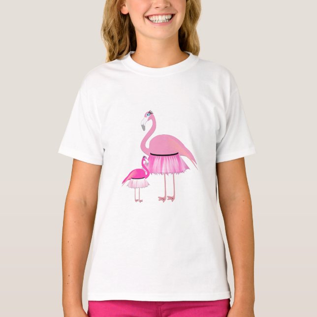 Flamant rose rose - T-shirt basique pour filles (Devant)