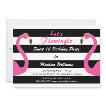 Flamant rose rose tendance Sweet 16 Invitation