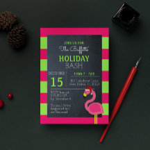 Flamant rose rose Tropical Fête Invitation