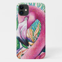 Flamant rose rose tropicale mignon IPhone / Coque