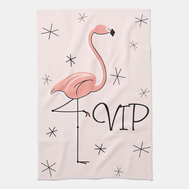 Flamant rose rose VIP serviette de cuisine (Vertical)