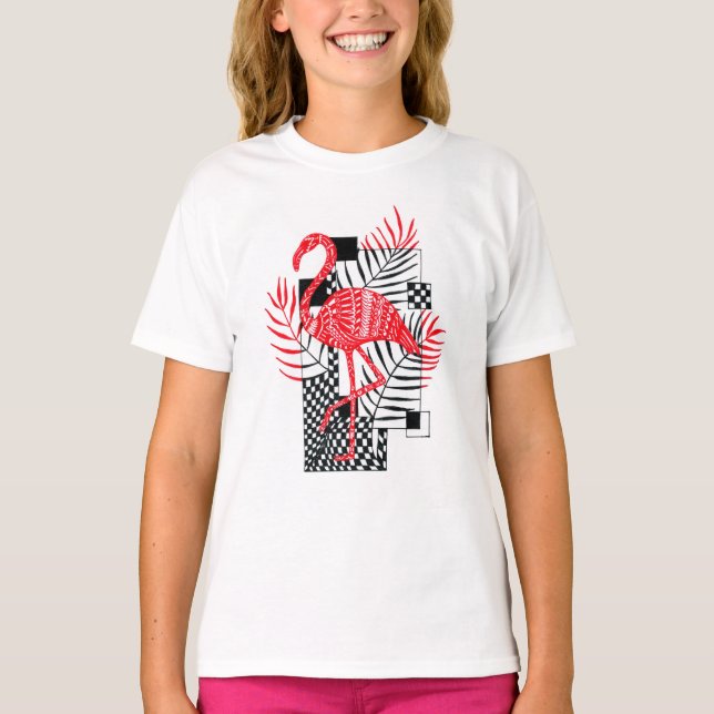Flamant rose rouge T-shirt Filles mignonnes Imprim (Devant)