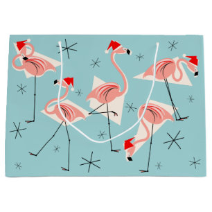 Flamant rose Santas Blue grand sac cadeau