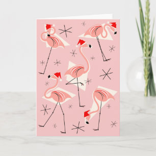 Flamant rose Santas Pink carte de voeux portrait