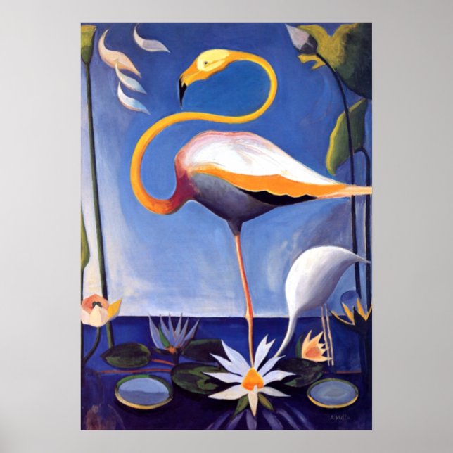Flamant rose, tableau de Joseph Stella (Devant)