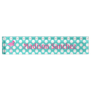 Flamant rose Teal et plaque d'identification