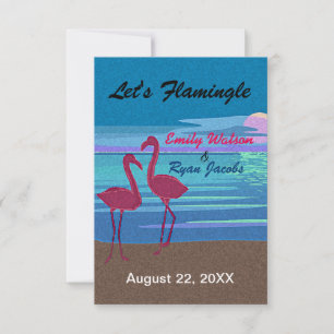 Flamant rose Tropical Beach Wedding RSVP & Menu