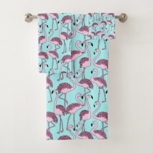 Flamant rose Tropical bleu et rose Ensemble de ser