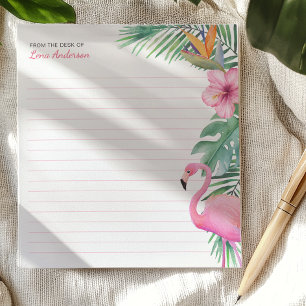 Flamant rose tropical Bloc-notes personnalisé avec