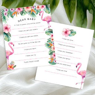 Flamant rose Tropical Chère carte de voeux pour bé