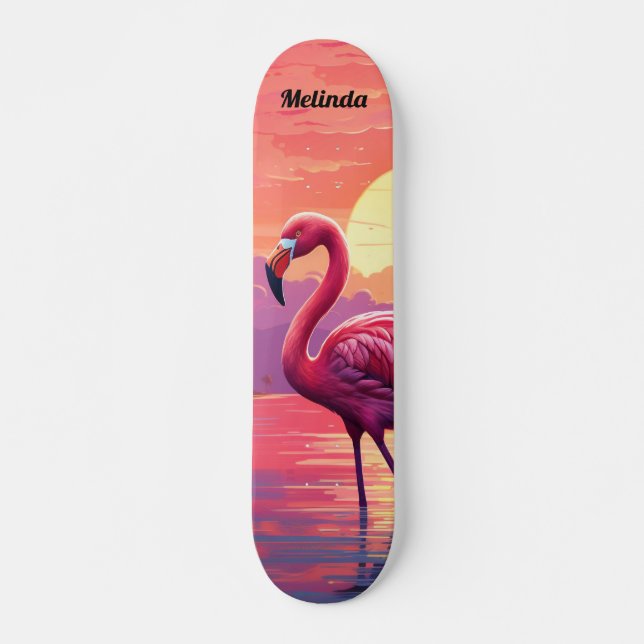 Flamant rose tropical cool Skateboard (Devant)